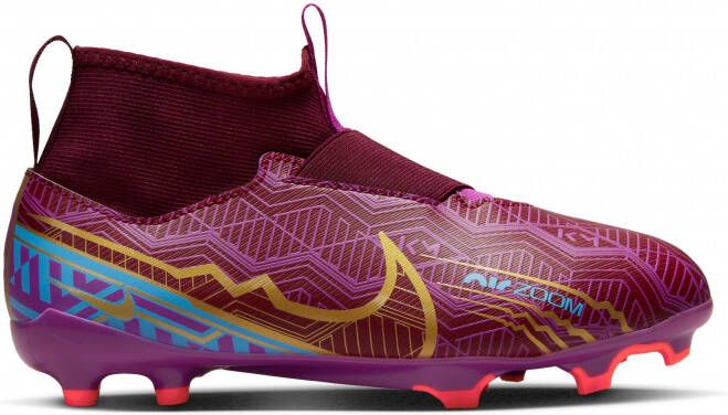 Nike Kids Nike Zoom Mercurial Superfly 9 Academy KM Gras Kunstgras Voetbalschoenen(MG)Kids Paars Bordeauxrood Goud