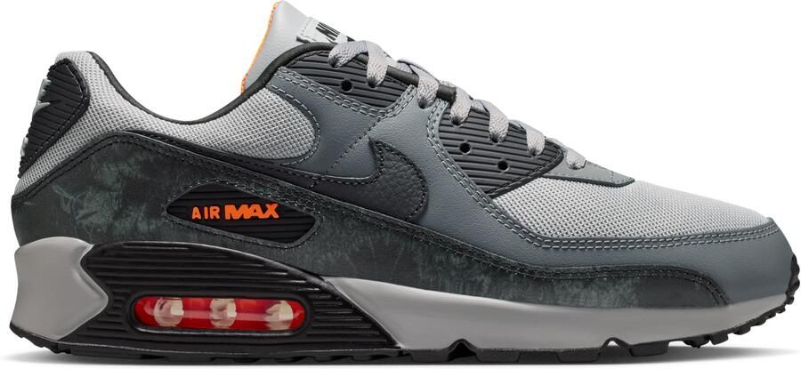 Nike Air Max 90 Premium Sneakers Grijs Zwart Smoke Grey Oranje