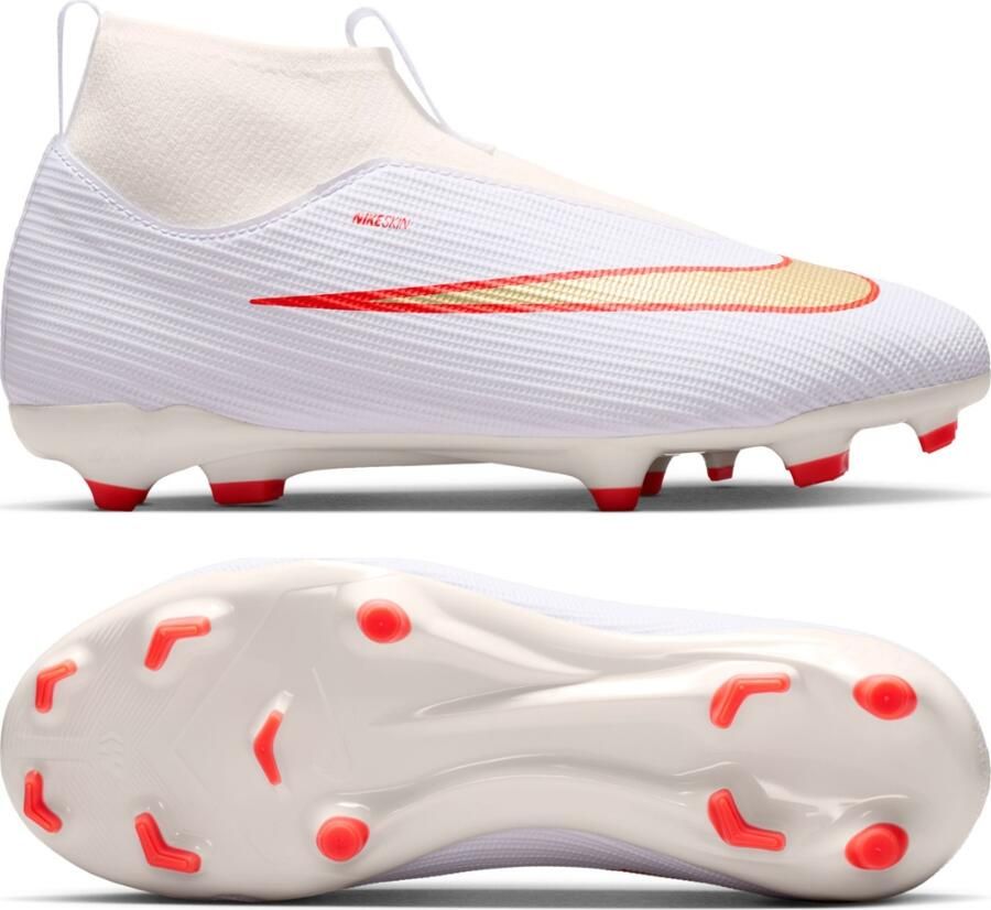Nike Mercurial Superfly 11 Academy Gras Kunstgras Voetbalschoenen (MG) Kids Wit Felrood Goud