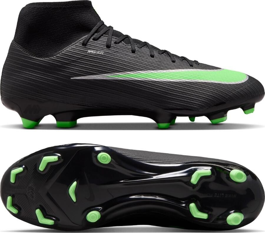 Nike Mercurial Superfly 11 Academy Gras Kunstgras Voetbalschoenen (MG) Zwart Felgroen Zilvergrijs