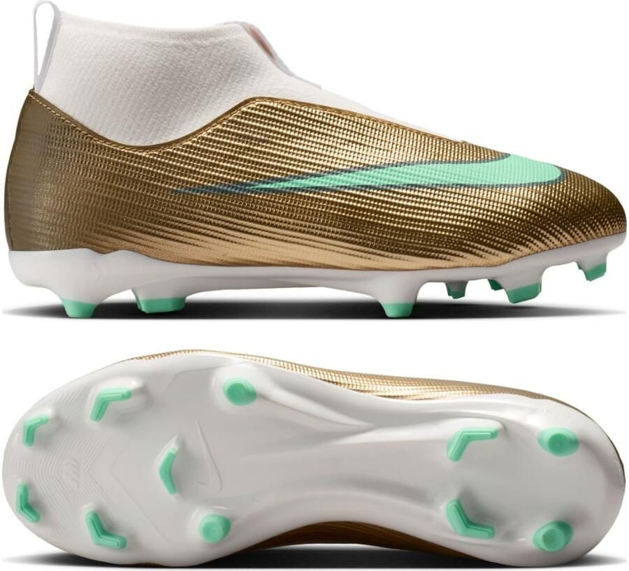 Nike Mercurial Superfly 11 Mbappé Academy Gras Kunstgras Voetbalschoenen (MG) Kids Goud Groen Wit