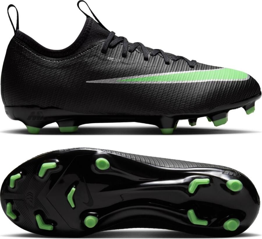 Nike Mercurial Vapor 17 Academy Gras Kunstgras Voetbalschoenen (MG) Kids Zwart Felgroen Zilvergrijs