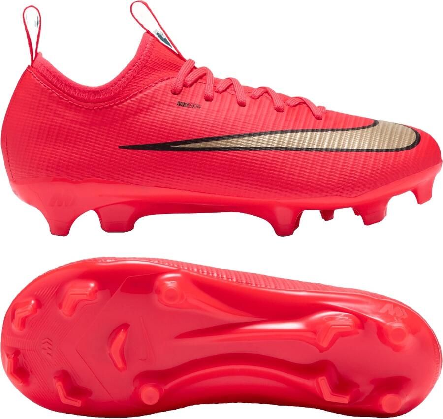 Nike Mercurial Vapor 17 Academy Gras Kunstgras Voetbalschoenen (MG) Peuters Kleuters Felrood Zwart Goud