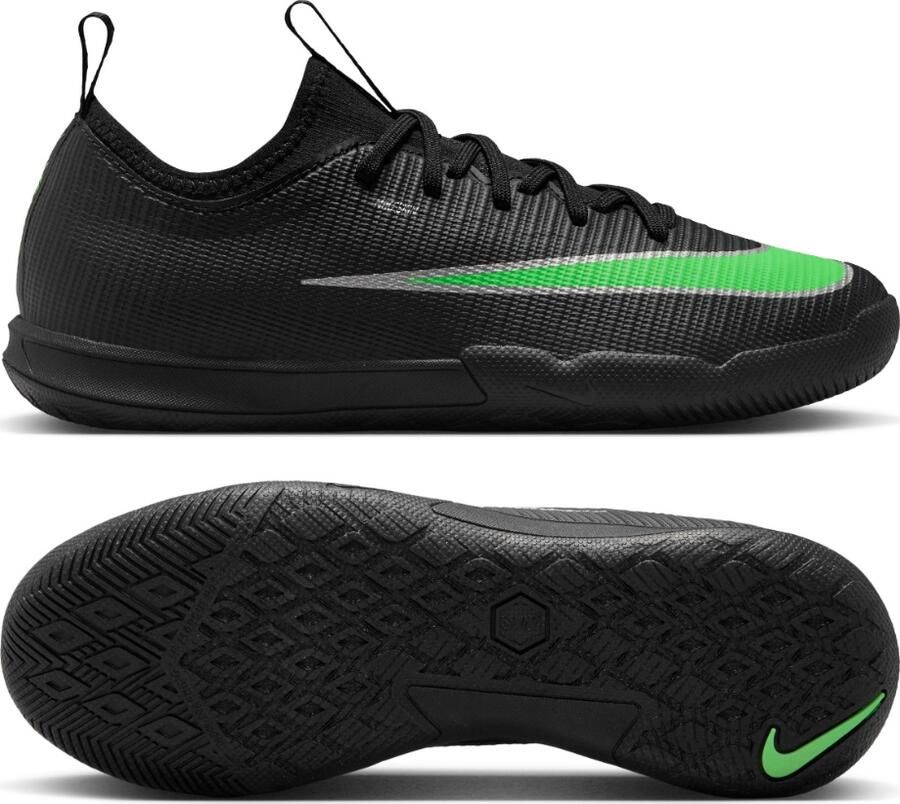 Nike Mercurial Vapor 17 Academy Zaalvoetbalschoenen (IN) Kids Zwart Felgroen Zilvergrijs