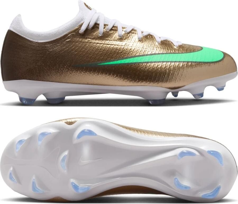 Nike Mercurial Vapor 17 Mbappé Pro Gras Voetbalschoenen (FG) Kids Goud Groen Wit