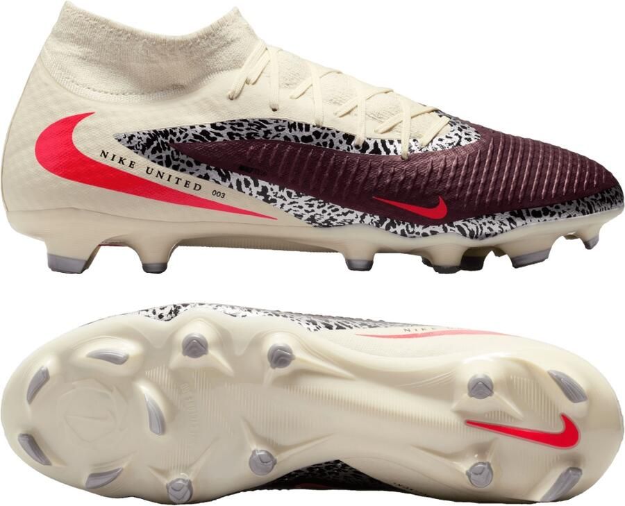 Nike Phantom 6 High Academy Gras Kunstgras Voetbalschoenen (MG) Gebroken Wit Bordeauxrood Rood - Foto 5