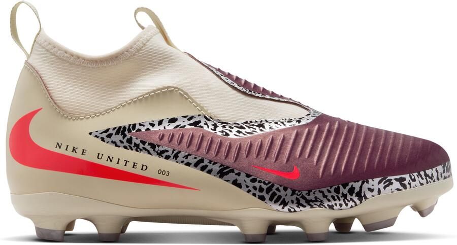 Nike Phantom 6 High Academy Gras Kunstgras Voetbalschoenen (MG) Kids Gebroken Wit Bordeauxrood Rood