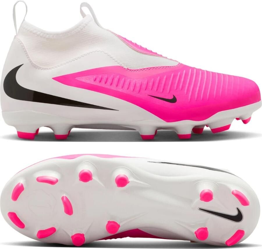 Nike Phantom 6 High Academy Gras Kunstgras Voetbalschoenen (MG) Kids Wit Felroze Zwart