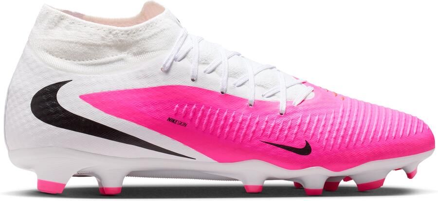 Nike Phantom 6 High Academy Gras Kunstgras Voetbalschoenen (MG) Wit Felroze Zwart