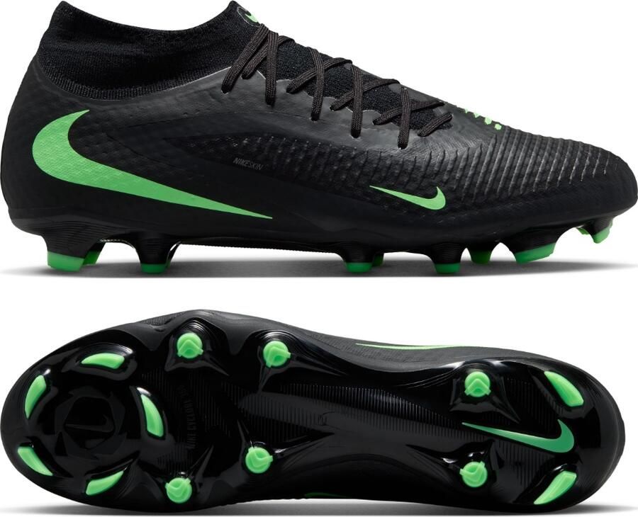 Nike Phantom 6 High Academy Gras Kunstgras Voetbalschoenen (MG) Zwart Felgroen