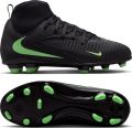 Nike Phantom 6 High Club Gras Kunstgras Voetbalschoenen (MG) Kids Zwart Felgroen - Zwart