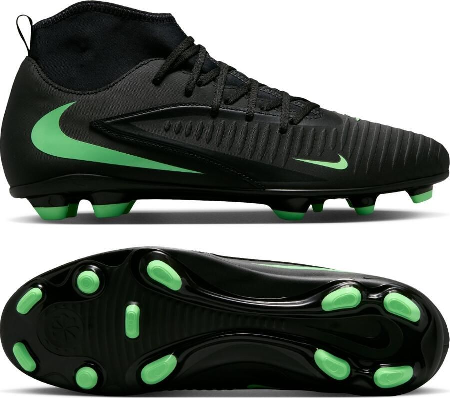 Nike Phantom 6 High Club Gras Kunstgras Voetbalschoenen (MG) Zwart Felgroen