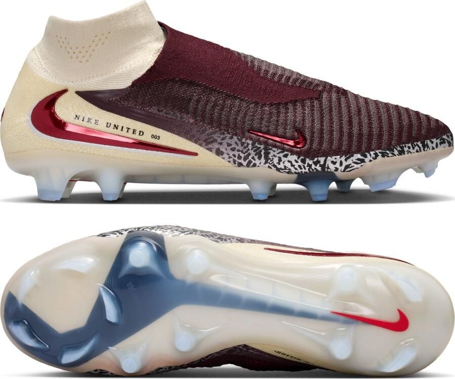 Nike Phantom 6 High Elite Gras Voetbalschoenen (FG) Gebroken Wit Bordeauxrood Rood - Foto 5