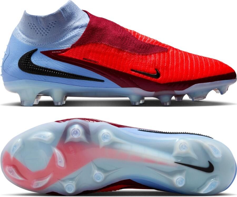 Nike Phantom 6 High Elite Gras Voetbalschoenen (FG) Lichtblauw Felrood Zwart - Foto 5
