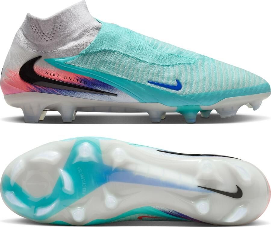 Nike Phantom 6 High Elite Gras Voetbalschoenen (FG) Zilver Turquoise Oranje Blauw - Foto 5