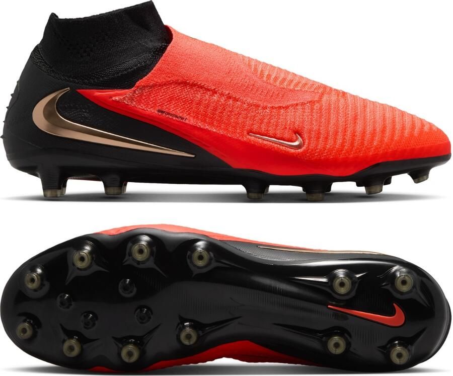 Nike Phantom 6 High Elite Kunstgras Voetbalschoenen (AG) Zwart Felrood Goud