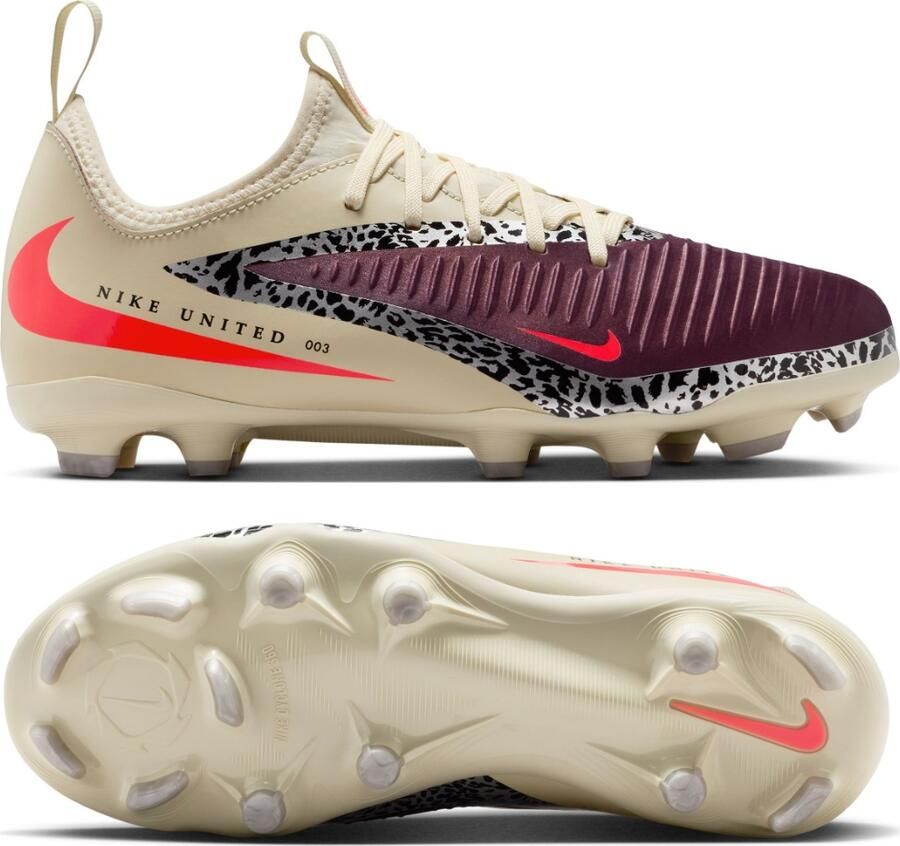 Nike Phantom 6 Low Academy Gras Kunstgras Voetbalschoenen (MG) Kids Gebroken Wit Bordeauxrood Rood - Foto 5