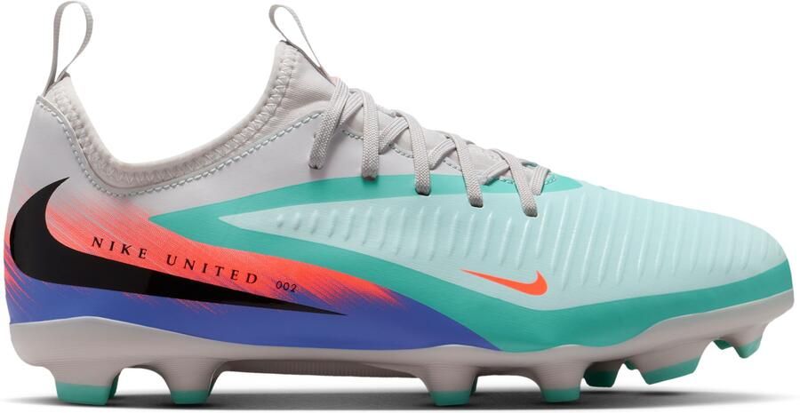 Nike Phantom 6 Low Academy Gras Kunstgras Voetbalschoenen (MG) Kids Zilver Turquoise Oranje Blauw - Foto 5