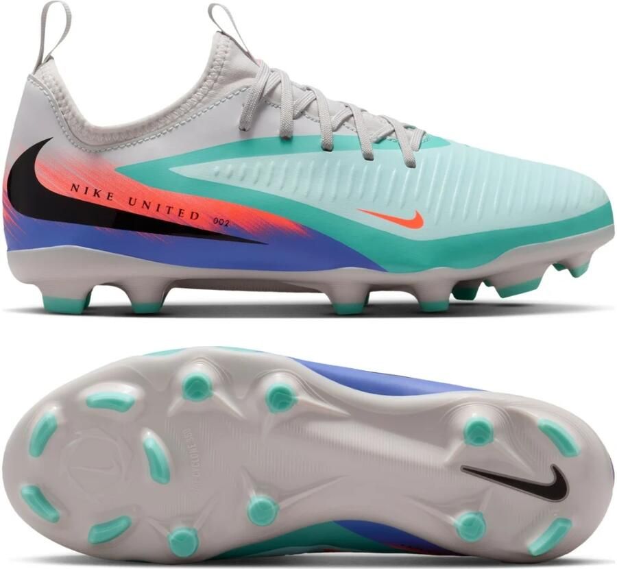 Nike Phantom 6 Low Academy Gras Kunstgras Voetbalschoenen (MG) Kids Zilver Turquoise Oranje Blauw - Foto 5
