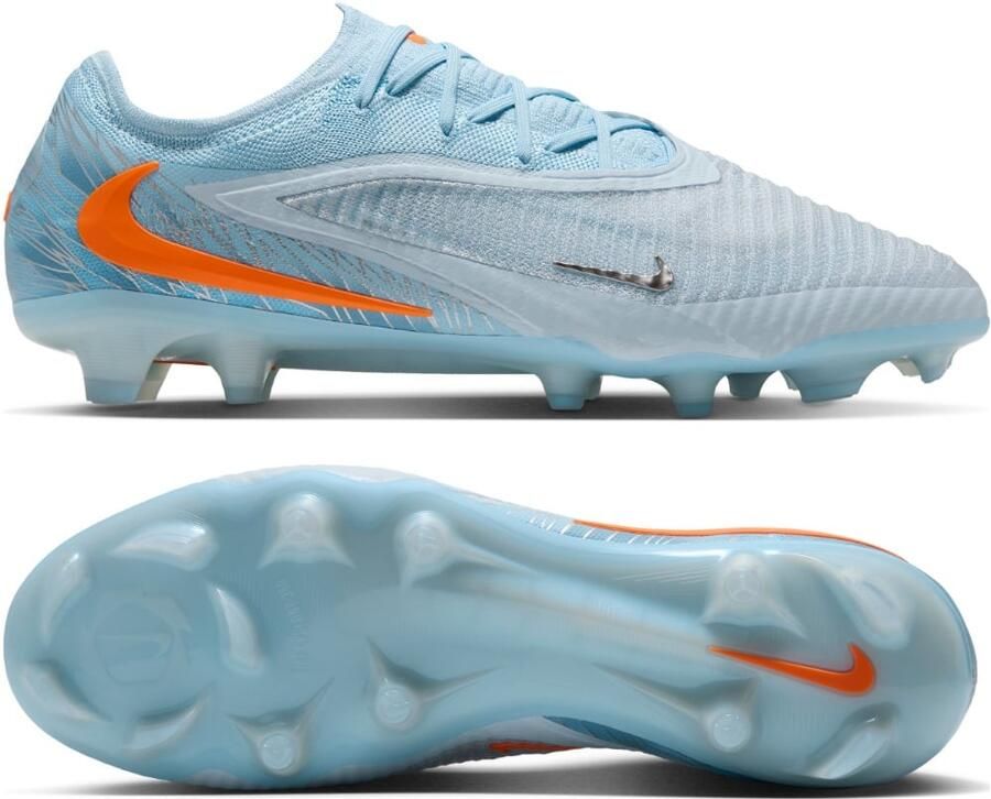 Nike Phantom 6 Low Elite Gras Voetbalschoenen (FG) Lichtblauw Oranje Zilvergrijs