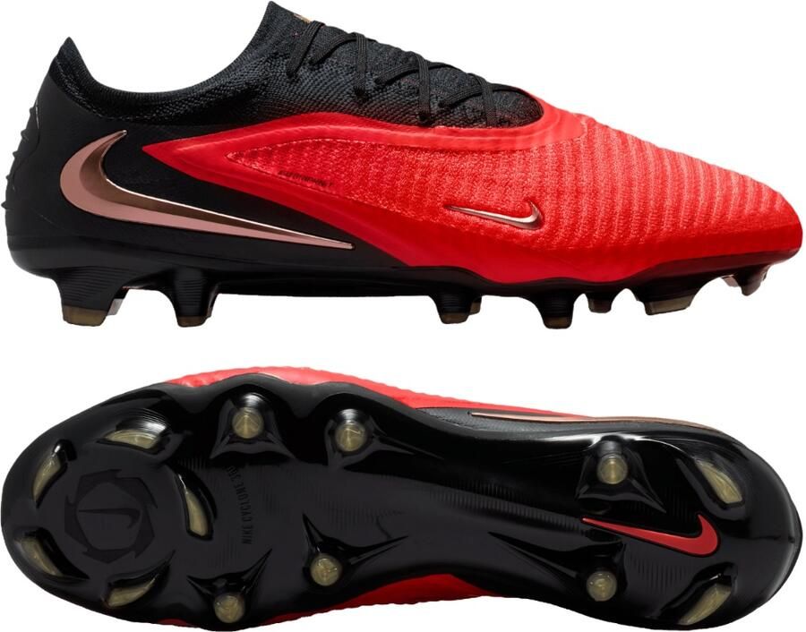 Nike Phantom 6 Low Elite Gras Voetbalschoenen (FG) Zwart Felrood Goud