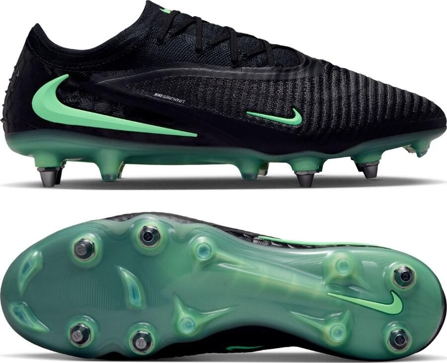 Nike Phantom 6 Low Elite IJzeren-Nop Voetbalschoenen (SG) Pro Player Zwart Felgroen
