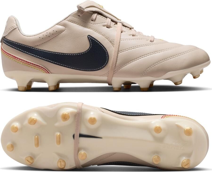 Nike Tiempo Ligera Pro Gras Voetbalschoenen (FG) Beige Zwart Goud