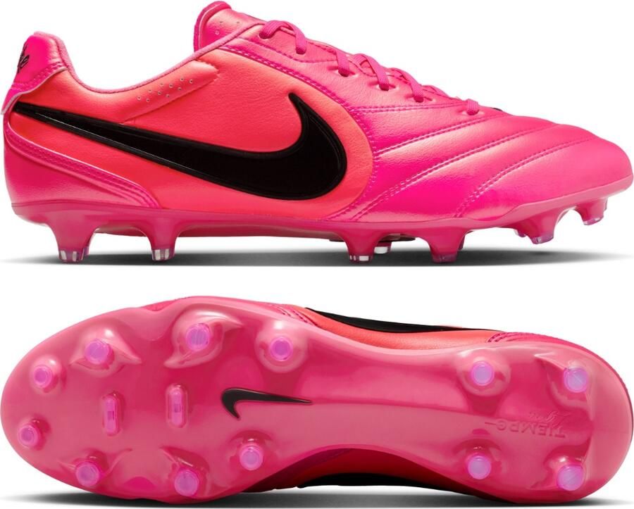 Nike Tiempo Ligera Pro Gras Voetbalschoenen (FG) Felroze Zwart