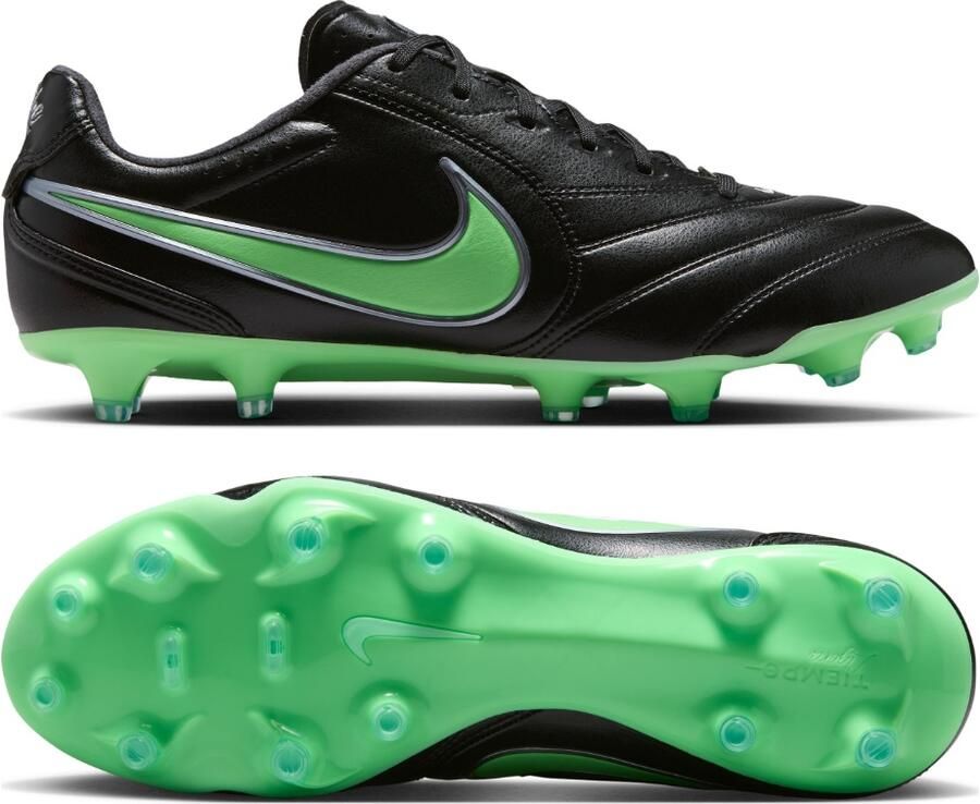Nike Tiempo Ligera Pro Gras Voetbalschoenen (FG) Zwart Felgroen Zilvergrijs