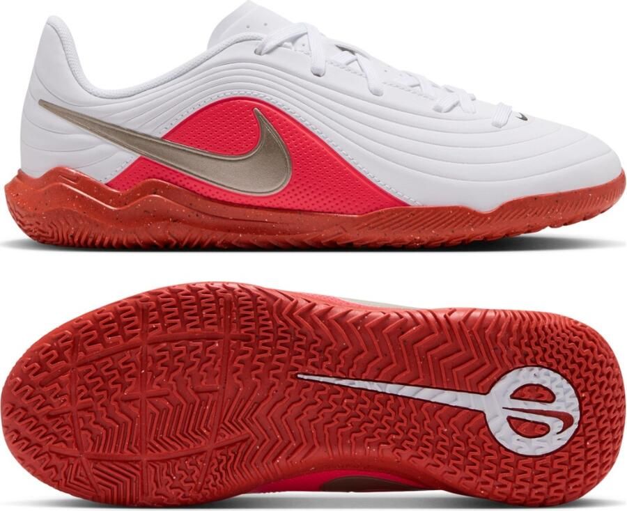 Nike Tiempo Maestro Club Zaalvoetbalschoenen (IN) Kids Wit Felrood Goud