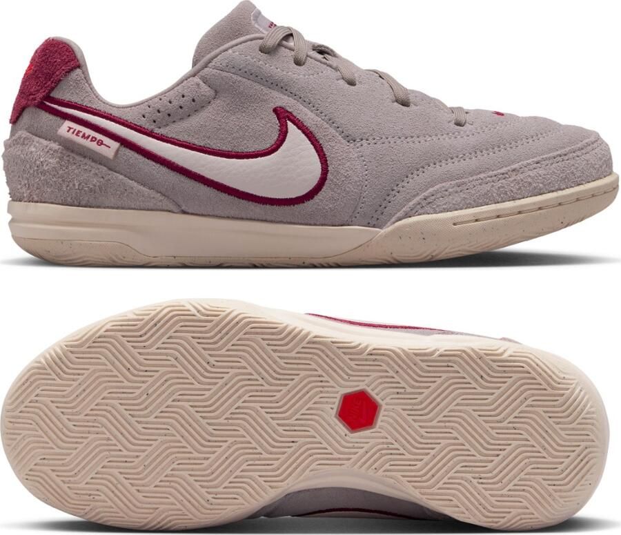 Nike Tiempo Streetgato Premium Straatvoetbalschoenen Kids Grijs Wit Bordeauxrood