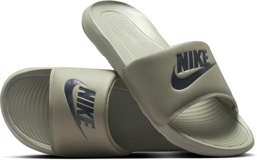 Nike Victori One Slippers Grijsgroen Zwart