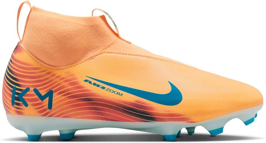 Nike Zoom Mercurial Superfly 10 Mbappé Academy Gras Kunstgras Voetbalschoenen (MG) Kids Lichtoranje Turquoise