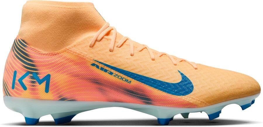 Nike Zoom Mercurial Superfly 10 Mbappé Academy Gras Kunstgras Voetbalschoenen (MG) Lichtoranje Turquoise