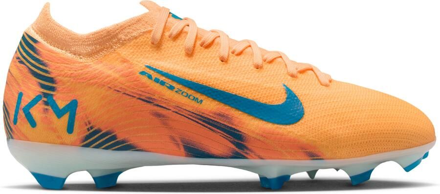 Nike Zoom Mercurial Vapor 16 Mbappé Pro Gras Voetbalschoenen (FG) Kids Lichtoranje Turquoise