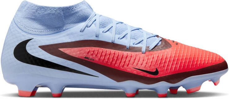 Nike Phantom 6 High Academy Gras Kunstgras Voetbalschoenen (MG) Lichtblauw Felrood Zwart