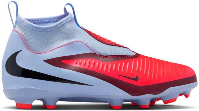 Nike Phantom 6 High Academy Veterloze Gras Kunstgras Voetbalschoenen (MG) Kids Lichtblauw Felrood Zwart - Foto 5