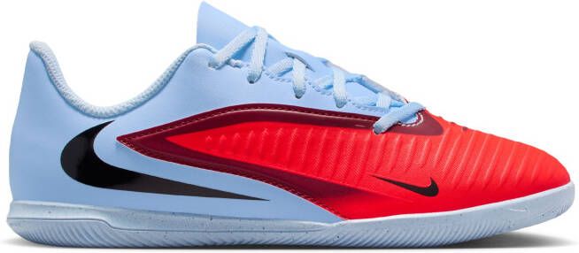 Nike Phantom 6 Low Club Zaalvoetbalschoenen (IN) Kids Lichtblauw Felrood Zwart