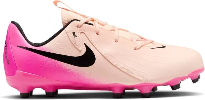 Nike Phantom GX II Academy Gras Kunstgras Voetbalschoenen (MG) Kids Zalmroze Felroze Zwart