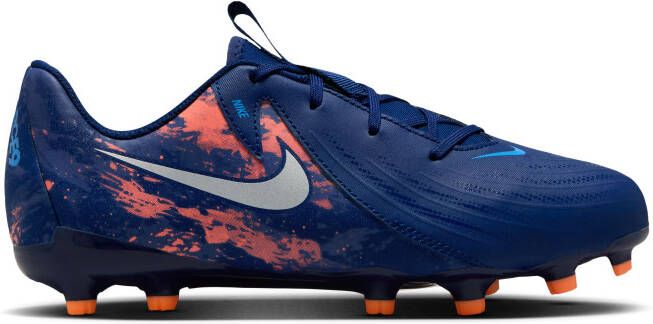 Nike Phantom GX II Haaland Academy Gras Kunstgras Voetbalschoenen (MG) Kids Donkerblauw Oranje Zilver