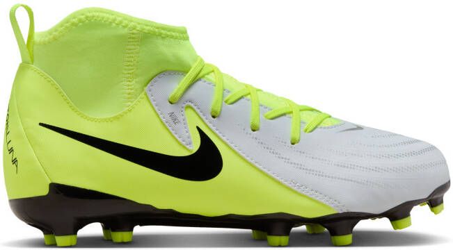 Nike Phantom Luna II Academy Gras Kunstgras Voetbalschoenen (MG) Kids Neongeel Zilver Zwart