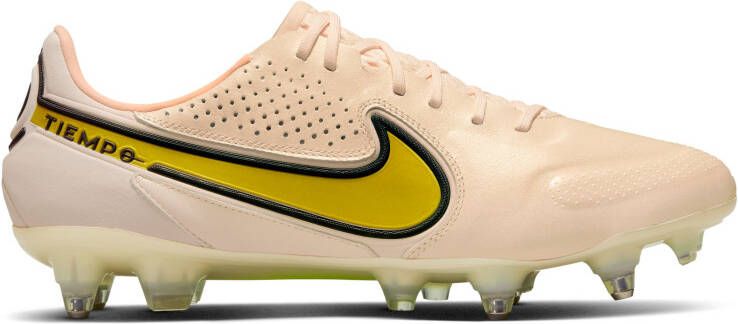Nike Tiempo Legend 9 Elite IJzeren-Nop Voetbalschoenen (SG) Anti-Clog Beige Geel Zwart
