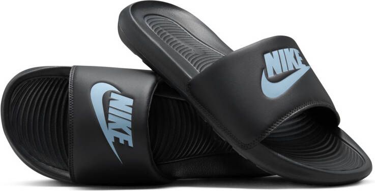 Nike Victori One Slippers Zwart Lichtblauw