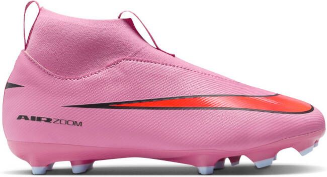 Nike Zoom Mercurial Superfly 10 Academy Gras Kunstgras Voetbalschoenen (MG) Kids Roze Felrood Lichtblauw