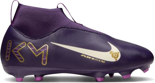 Nike Zoom Mercurial Superfly 10 Mbappé Academy Gras Kunstgras Voetbalschoenen (MG) Kids Paars Goud Wit