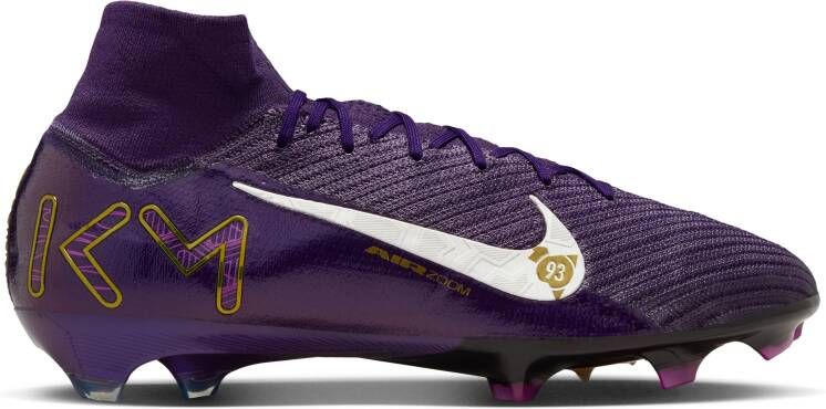 Nike Zoom Mercurial Superfly 10 Mbappé Elite Gras Voetbalschoenen (FG) Paars Goud Wit