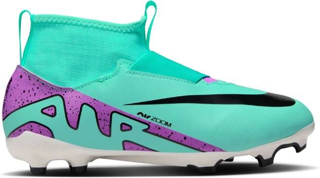 Nike Zoom Mercurial Superfly 9 Academy Veterloze Gras Kunstgras Voetbalschoenen (MG) Kids Turquoise Paars Zwart Wit