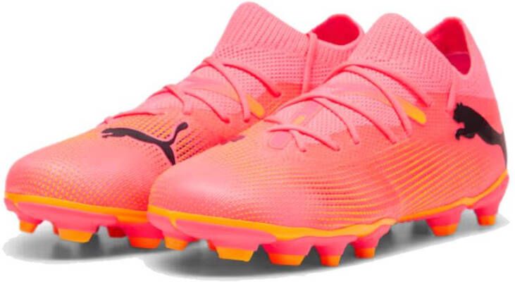 PUMA Future 7 Match Gras Kunstgras Voetbalschoenen (MG) Kids Roze Zwart Oranje