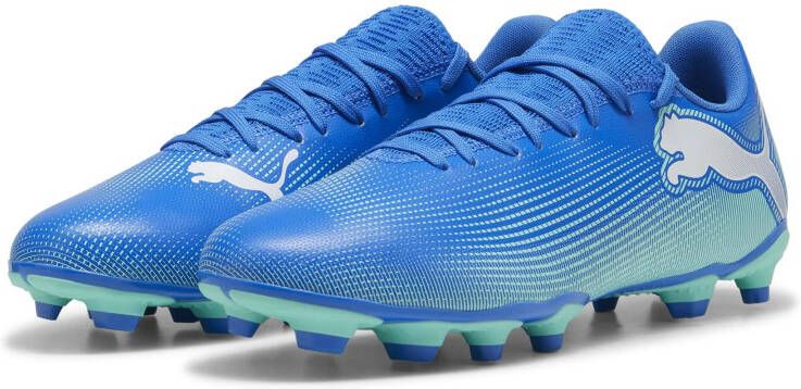 PUMA Future 7 Play Gras Kunstgras Voetbalschoenen (MG) Blauw Turquoise Wit