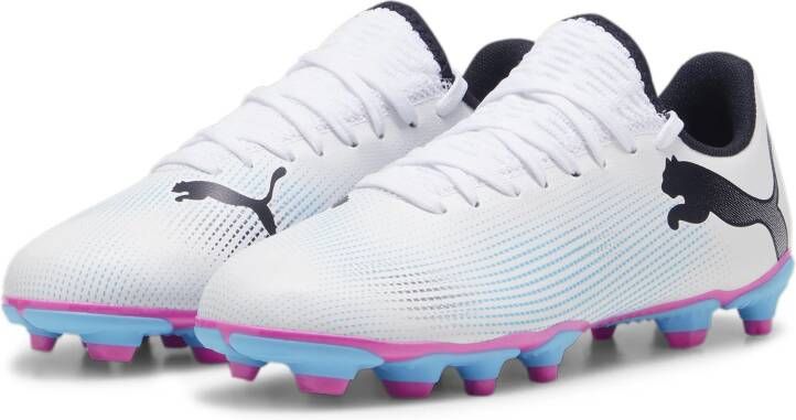 PUMA Future 7 Play Gras Kunstgras Voetbalschoenen (MG) Kids Wit Roze Zwart